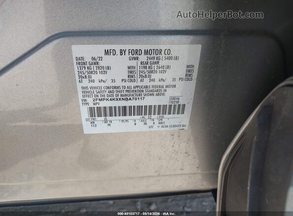2FMPK4K9XNBA70117 2022 FORD EDGE Серебряный Вид подкапотного пространства