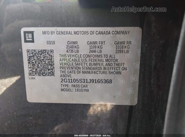 2G1105S31J9165368 2018 CHEVROLET IMPALA Black Շարժիչի բաժամունքի տեսք