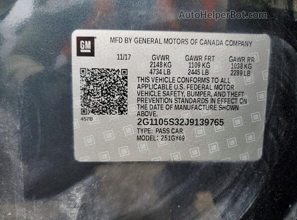 2G1105S32J9139765 2018 CHEVROLET IMPALA Gray 