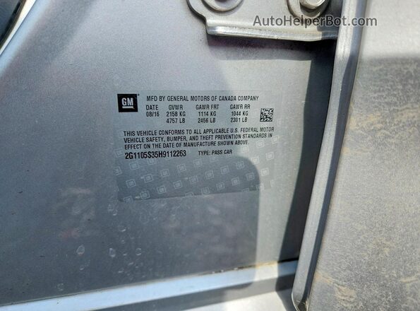 2G1105S35H9112263 2017 CHEVROLET IMPALA Gray Vista del compartimento del motor