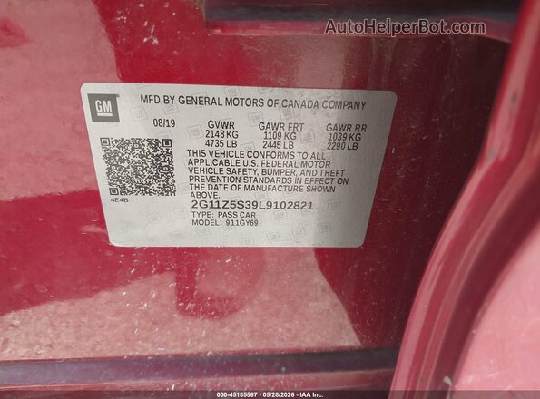 2G11Z5S39L9102821 2020 CHEVROLET IMPALA Red Շարժիչի բաժամունքի տեսք