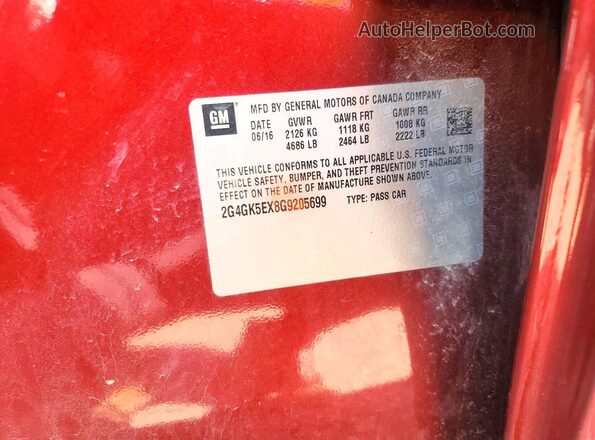 2G4GK5EX8G9205699 2016 BUICK REGAL Red Engine compartment view
