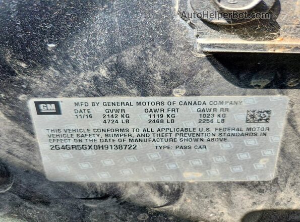 2G4GR5GX0H9138722 2017 BUICK REGAL Gray Widok komory silnika