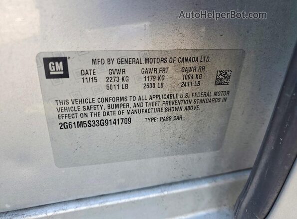2G61M5S33G9141709 2016 CADILLAC XTS Silver 