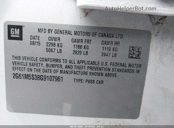 2G61M5S38G9107961 2016 CADILLAC XTS White Widok komory silnika