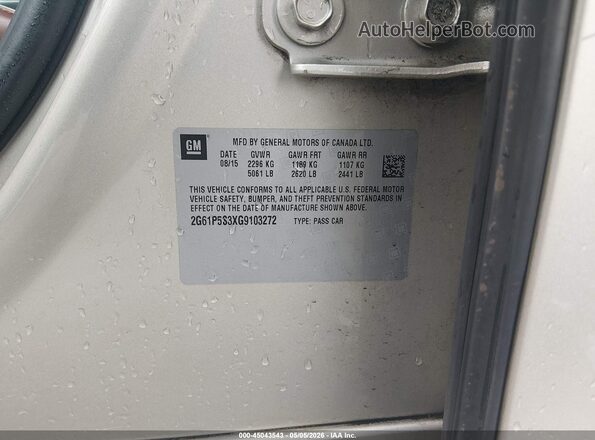 2G61P5S3XG9103272 2016 CADILLAC XTS Tan 