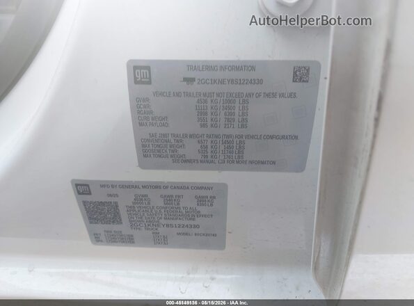 2GC1KNEY8S1224330 2025 CHEVROLET SILVERADO White Вид підкапотного простору