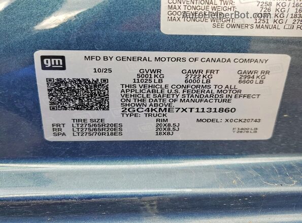 2GC4KME7XT1131860 2026 CHEVROLET SILVERADO Blue 