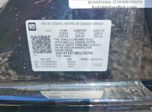 2GC4YTE73R1176706 2024 CHEVROLET SILVERADO Black 
