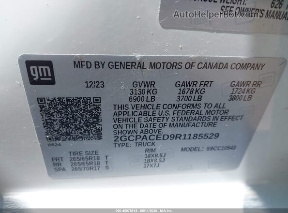 2GCPACED9R1185529 2024 CHEVROLET SILVERADO White Widok komory silnika