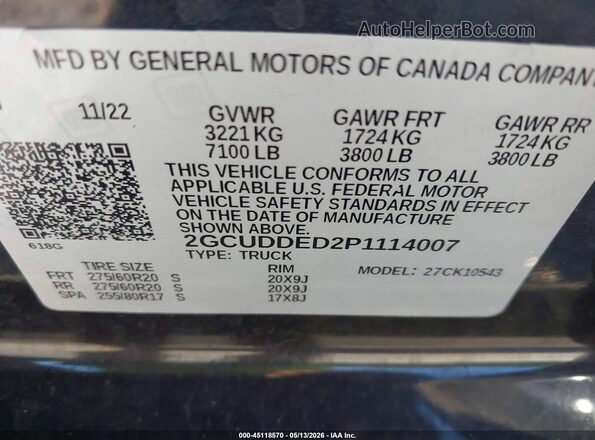 2GCUDDED2P1114007 2023 CHEVROLET SILVERADO Черный 