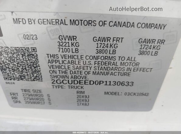 2GCUDEED0P1130633 2023 CHEVROLET SILVERADO White Вид підкапотного простору