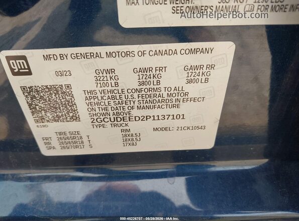 2GCUDEED2P1137101 2023 CHEVROLET SILVERADO Dark Blue Вид підкапотного простору