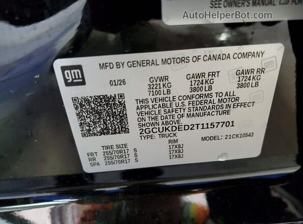 2GCUKDED2T1157701 2026 CHEVROLET SILVERADO Black Вид підкапотного простору