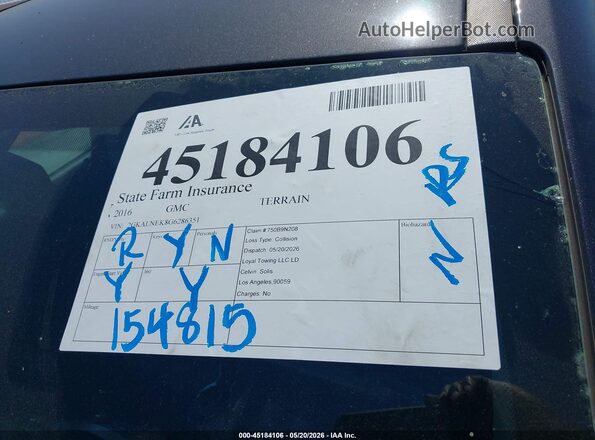 2GKALNEK8G6286351 2016 GMC TERRAIN Brown 