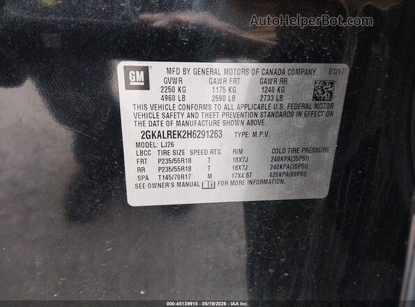 2GKALREK2H6291263 2017 GMC TERRAIN Black Շարժիչի բաժամունքի տեսք