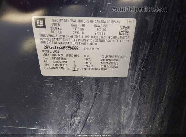2GKFLTEK4H6294992 2017 GMC TERRAIN Navy Vista del compartimento del motor