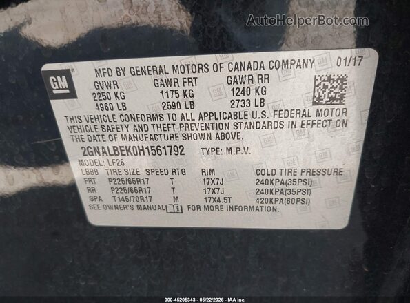 2GNALBEK0H1561792 2017 CHEVROLET EQUINOX Black 