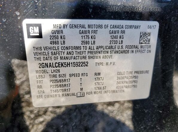 2GNALCEK5H1592252 2017 CHEVROLET EQUINOX Black 
