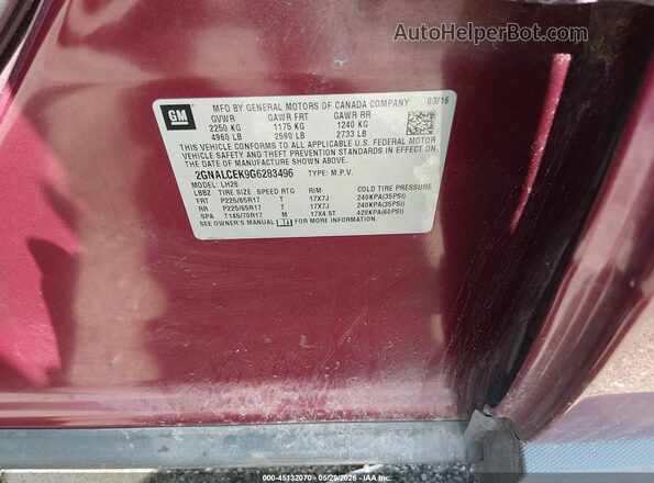 2GNALCEK9G6283496 2016 CHEVROLET EQUINOX Maroon Շարժիչի բաժամունքի տեսք