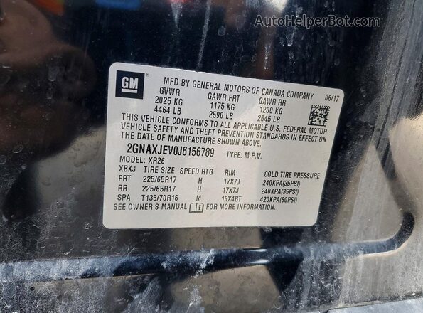 2GNAXJEV0J6156789 2018 CHEVROLET EQUINOX Черный 