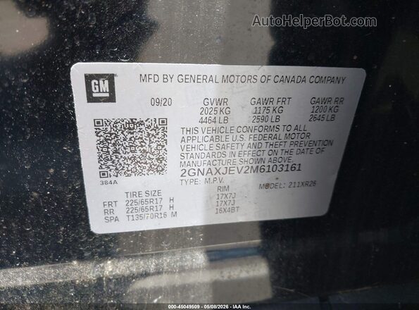2GNAXJEV2M6103161 2021 CHEVROLET EQUINOX Black Engine compartment view