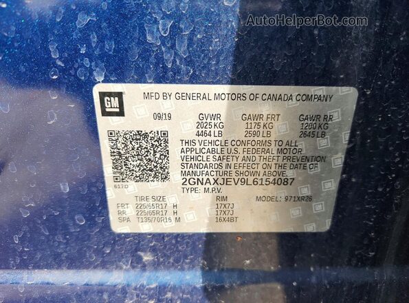 2GNAXJEV9L6154087 2020 CHEVROLET EQUINOX Blue 