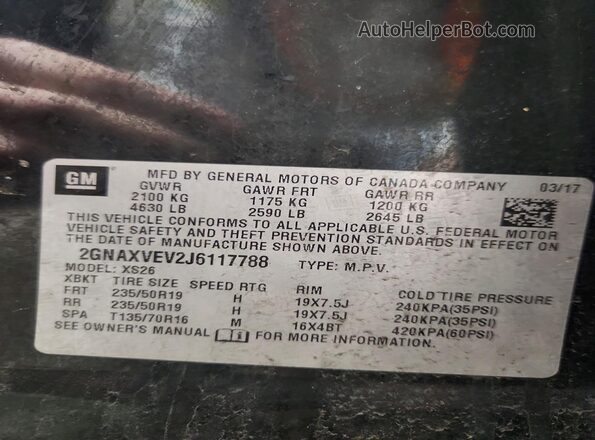 2GNAXVEV2J6117788 2018 CHEVROLET EQUINOX Black 