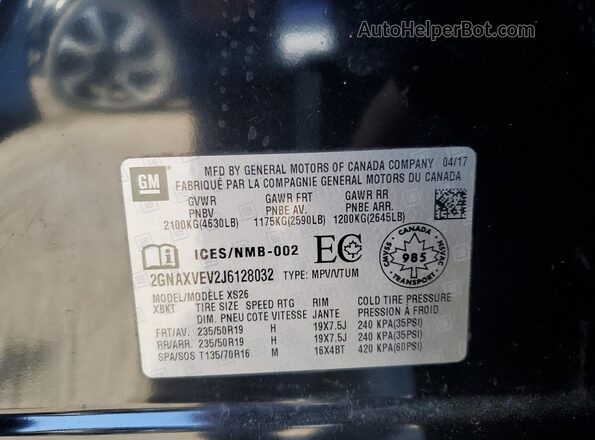 2GNAXVEV2J6128032 2018 CHEVROLET EQUINOX Черный 