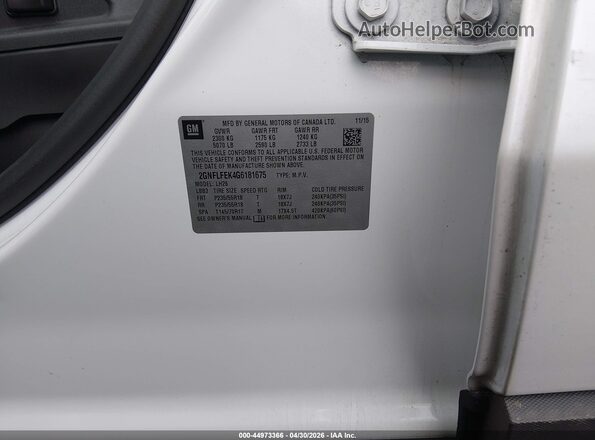 2GNFLFEK4G6181675 2016 CHEVROLET EQUINOX White Widok komory silnika