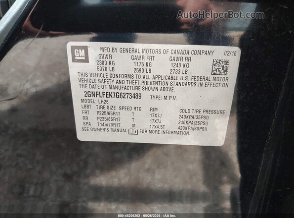 2GNFLFEK7G6273489 2016 CHEVROLET EQUINOX Black Engine compartment view