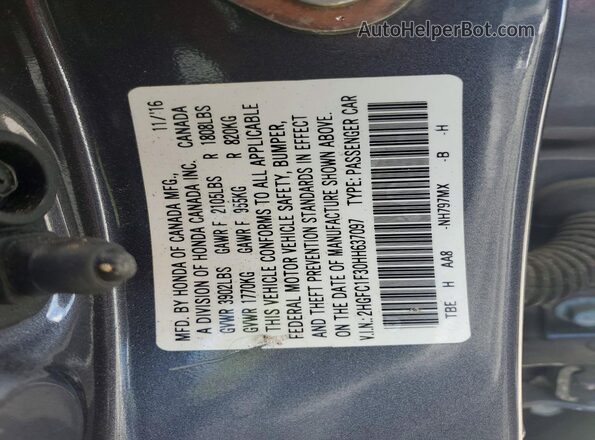 2HGFC1F30HH637097 2017 HONDA CIVIC Gray Widok komory silnika
