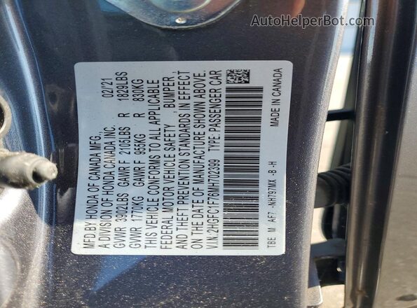 2HGFC1F76MH702399 2021 HONDA CIVIC Silver Widok komory silnika