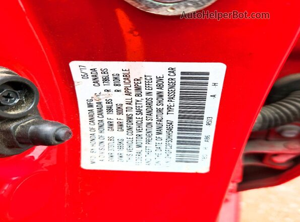 2HGFC2F50HH546547 2017 HONDA CIVIC Red 