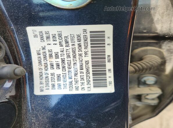 2HGFC2F50HH577426 2017 HONDA CIVIC Blue Vista del compartimento del motor