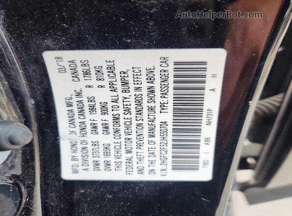 2HGFC2F52JH550704 2018 HONDA CIVIC Black 