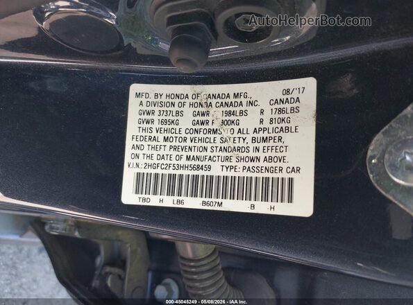 2HGFC2F53HH568459 2017 HONDA CIVIC Dark Blue Вид подкапотного пространства