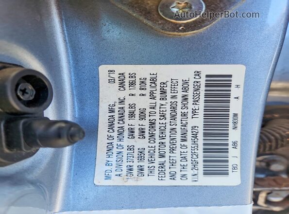 2HGFC2F55JH544279 2018 HONDA CIVIC Silver Vista del compartimento del motor