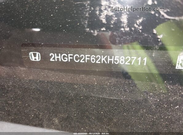 2HGFC2F62KH582711 2019 HONDA CIVIC Black Շարժիչի բաժամունքի տեսք