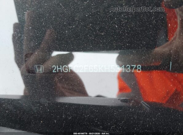 2HGFC2F65KH531378 2019 HONDA CIVIC Red ძრავის განყოფილების ხედი