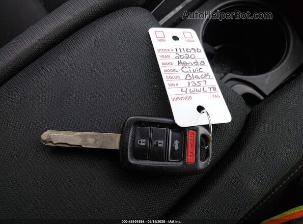 2HGFC2F65LH511357 2020 HONDA CIVIC Black წინა პანელის ხედი