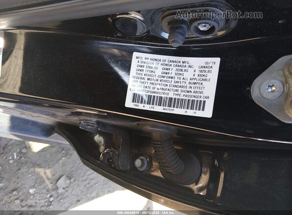2HGFC2F6XKH550010 2019 HONDA CIVIC Black Engine compartment view