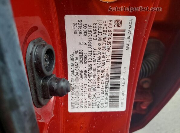 2HGFC2F6XLH584580 2020 HONDA CIVIC Оранжевый 