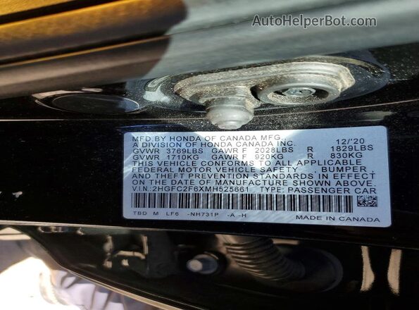2HGFC2F6XMH525661 2021 HONDA CIVIC Black Շարժիչի բաժամունքի տեսք