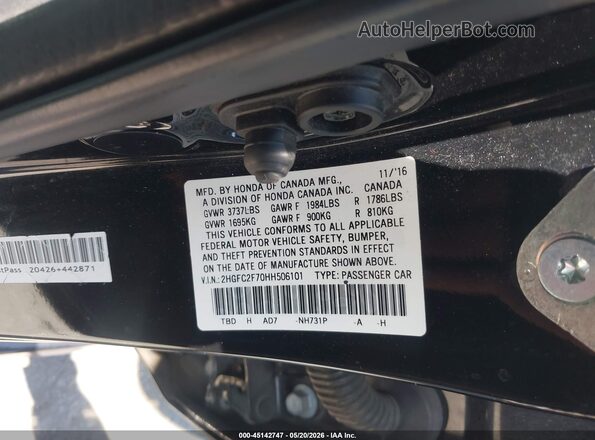 2HGFC2F70HH506101 2017 HONDA CIVIC Черный 