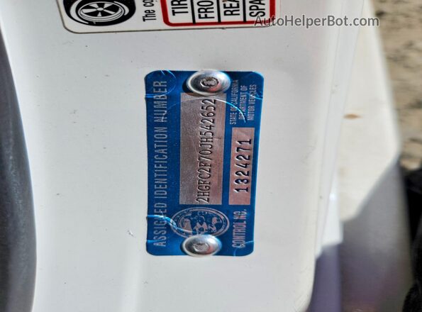 2HGFC2F70JH542652 2018 HONDA CIVIC Белый Вид подкапотного пространства