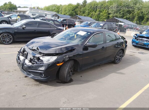 2HGFC2F83KH590463 2019 HONDA CIVIC Черный Передняя левая четверть