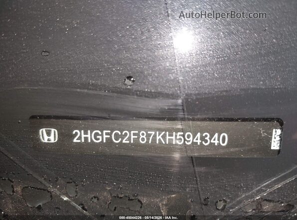 2HGFC2F87KH594340 2019 HONDA CIVIC Blue Widok zestawu wskaźników