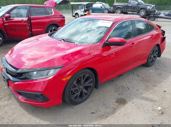 2HGFC2F89KH508588 2019 HONDA CIVIC Red Առջևի ձախ երեք քառորդ տեսարան