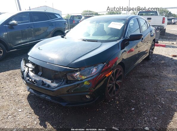 2HGFC2F89KH581878 2019 HONDA CIVIC Black წინა მარცხენა ხედი სამი მეოთხედიდან